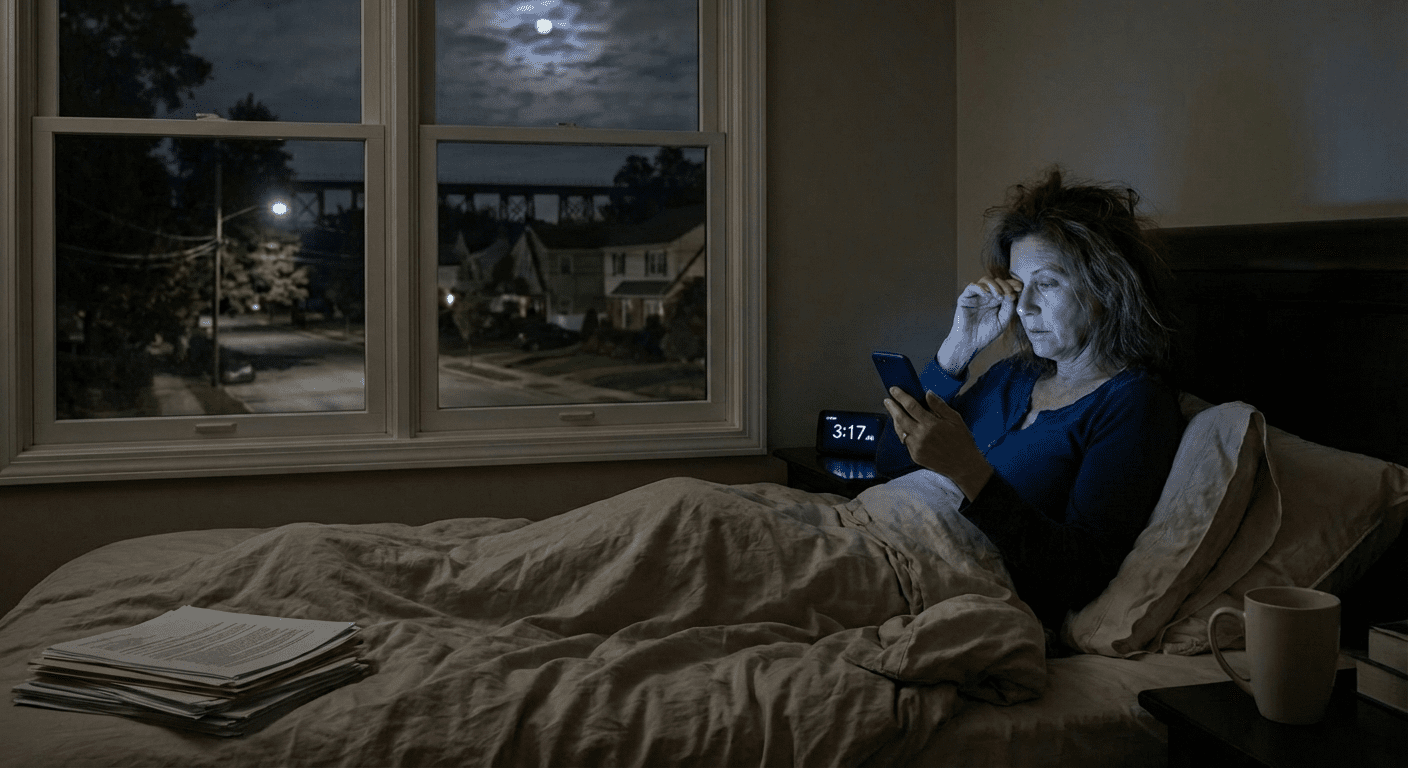 trouble sleeping due to ongoing stress, insomnia, and anxiety at night